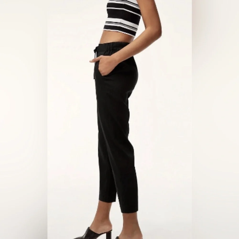 Babaton Aritzia Linen-Blend Errol Pants in Black - Size XS